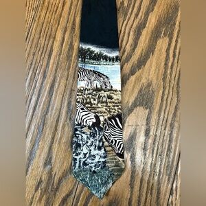 Endangered Species Mens Silk Necktie ZEBRA by Simon Combes 1997 Wildlife